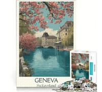 Puzzle da 1000 pezzi per adolescenti "Primavera a Ginevra", gioco per famiglie, decorazione da parete, per rafforzare l'amore tra le coppie 38x26cm