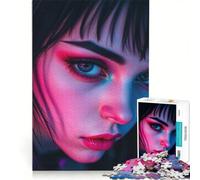 Puzzle da 1000 pezzi per adolescenti, primo piano di una ragazza con luci al neon, giocattolo educativo, regalo di compleanno, speciale 50x75cm