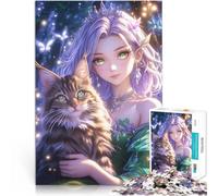 Puzzle da 1000 pezzi per adolescenti Principessa anime con gatto Sfida di gioco educativo giocattolo Migliorare l'amore tra le coppie 38x26cm