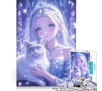 Puzzle da 1000 pezzi per adolescenti, principessa anime, gatto d'angora turco, gioco educativo, allena la mente e la mano, regalo per amici e familiari 50x75cm