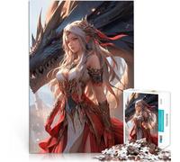 Puzzle da 1000 pezzi per adolescenti Principessa Elfica Drago Gioco intellettuale giocattolo Migliorare l'amore tra le coppie 52x38cm