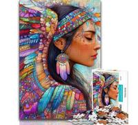 Puzzle da 1000 pezzi per adolescenti, principessa indiana, sfida difficile antistress con poster abbinato e foglio di quiz (38x26cm)