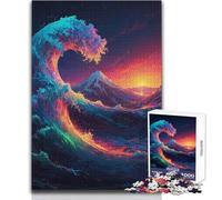 Puzzle da 1000 pezzi per adolescenti, prismatico, surf, grande onda, accogliente, rilassante, giocattolo da gioco avanzato con taglio di precisione, dimensioni 38x52cm
