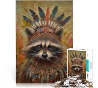 Puzzle da 1000 pezzi per adolescenti Procione indiano americano Vacanza a casa: uccidere il tempo è ideale come regalo per tutta la famiglia 75x50cm