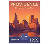 Puzzle Da 1000 Pezzi Per Adolescenti Providence Rhode Island - Modern Sunset Travel Poster Puzzle Giochi Rilassanti Ma Divertenti E Spiritosi Regalo Di Compleanno, Regali, 52x38cm/1000pcs