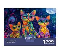 Puzzle Da 1000 Pezzi Per Adolescenti Psychedelic Cats Art Print Puzzle Per Adulti Gioco Pratico Sfida Difficile Sfida Educativa 70x50cm/1000pcs