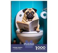 Puzzle Da 1000 Pezzi Per Adolescenti Pug Dog on The Toilet(2) Puzzle Per Adolescenti Giochi Per Famiglie Sfida Difficile Regali Di Compleanno E Unici 52x38cm/1000pcs