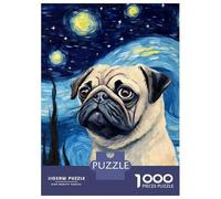 Puzzle Da 1000 Pezzi Per Adolescenti Pug Dog Starry Night Adolescenti Puzzle Giochi Rilassanti Difficili Regali Difficili Per Amici E Familiari 38x26cm/1000pcs