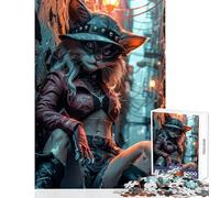 Puzzle da 1000 pezzi per adolescenti punk gatto ribelle decorazioni per la casa giocattoli idee regalo giochi rilassanti lista dei desideri con Babbo Natale dimensioni 38x52cm