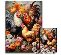 Puzzle da 1000 pezzi per adolescenti, puzzle a forma di tre galli, regalo per la decorazione della casa, giocattolo stimolante per la famiglia, perfetto per le serate di gioco, 26x38cm