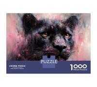 Puzzle Da 1000 Pezzi Per Adolescenti Puzzle Abstract Panther Portrait with Pink Accents Puzzle Per Adulti Giocattolo Decorazione Da Parete Antistress Compleanno E Regali 52x38cm/1000p