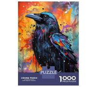 Puzzle Da 1000 Pezzi Per Adolescenti Puzzle Abstract Raven Watercolor Puzzle Giocattoli Antistress Decorazione Da Parete Per Compleanno, Natale 70x50cm/1000pcs