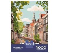 Puzzle Da 1000 Pezzi Per Adolescenti Puzzle Amsterdam Netherlands Canal Cityscape Illustration Puzzle Per Adulti Gioco Per Famiglie Regali Per Donne Difficile E Stimolante 38x26cm/1000pcs