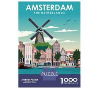 Puzzle Da 1000 Pezzi Per Adolescenti Puzzle Amsterdam Windmill Travel Per Adolescenti Puzzle Gioco Pratico Decorazione Murale Compleanno E Regali 70x50cm/1000pcs