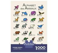 Puzzle Da 1000 Pezzi Per Adolescenti Puzzle Animal Alphabet Chart in French Puzzle Per Adulti Gioco Pratico Ma Divertente E Umoristico Aiuta Ad Allenare Il Cervello 38x26cm/1000pcs