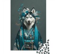 Puzzle Da 1000 Pezzi Per Adolescenti Puzzle Anime Dog in Traditional Kimono Puzzle Giochi Per Famiglie Decorazione Per La Casa Regali Unici Per Compleanno 70x50cm/1000pcs