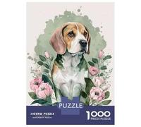 Puzzle Da 1000 Pezzi Per Adolescenti Puzzle Beagle Floral Portrait Puzzle Per Adulti Giocattolo Decorazione Da Parete Antistress Compleanno E Regali 70x50cm/1000pcs