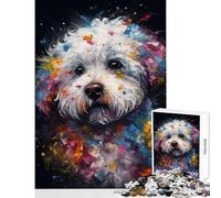 Puzzle da 1000 pezzi per adolescenti puzzle Bichon Frise da dipingere giocattoli antistress idee regalo gioco per famiglie allena il cervello e le mani dimensioni 50x75cm