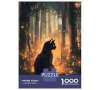 Puzzle Da 1000 Pezzi Per Adolescenti Puzzle Black Cat in Magical Forest Puzzle Giochi Rilassanti Regalo Di Compleanno Regali Antistress 52x38cm/1000pcs