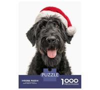 Puzzle Da 1000 Pezzi Per Adolescenti Puzzle Black Russian Terrier Dog with Santa Hat Puzzle Per Adolescenti Giochi Rilassanti Decorazione Perfetta Regali Di Compleanno E Unici 38x26cm/1000pcs