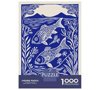 Puzzle Da 1000 Pezzi Per Adolescenti Puzzle Blue And White Fish Illustration Puzzle Per Adulti Gioco Pratico Ma Divertente E Umoristico Aiuta Ad Allenare Il Cervello 52x38cm/1000pcs