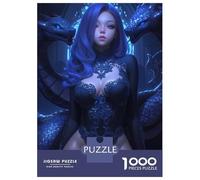 Puzzle Da 1000 Pezzi Per Adolescenti Puzzle Blue-Haired Woman with Dragons Puzzle Per Adulti Gioco Pratico Ma Divertente E Umoristico Interazione Genitore-figlio 52x38cm/1000pcs