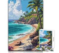 Puzzle da 1000 pezzi per adolescenti, puzzle caraibico, spiaggia, pixel art, gioco educativo per famiglie, sfida difficile, regalo divertente, dimensioni 38x52cm