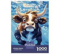 Puzzle Da 1000 Pezzi Per Adolescenti Puzzle Cartoon Cow Swimming Underwater with Bubbles Puzzle Per Adulti Gioco Per Famiglie Ma Divertente E Umoristico È Ideale Come Regalo 70x50cm/1000pcs