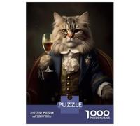 Puzzle Da 1000 Pezzi Per Adolescenti Puzzle Cat Aristrocat Wine Puzzle Per Adulti Giochi Rilassanti Arte Da Parete Regali Unici Per Compleanno 52x38cm/1000pcs