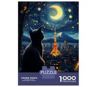Puzzle Da 1000 Pezzi Per Adolescenti Puzzle Cat Dreaming Tokyo Starry Night Puzzle Giochi Rilassanti Regalo Di Compleanno Regali Antistress 38x26cm/1000pcs