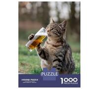 Puzzle Da 1000 Pezzi Per Adolescenti Puzzle Cat Enjoying A Sip Of Beer Puzzle Giochi Per Famiglie Corsa Di Velocità Manuale Regali Di Compleanno E Unici 52x38cm/1000pcs