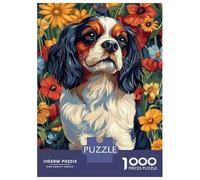 Puzzle Da 1000 Pezzi Per Adolescenti Puzzle Cavalier King Charles Spaniel in Flowers Dog Wall Art Print Puzzle Per Adulti Giochi Rilassanti Che Migliorano La Memoria Regali Di Compleanno E Unici 38x2