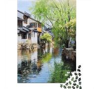 Puzzle Da 1000 Pezzi Per Adolescenti Puzzle Chinese Water Village Puzzle Giochi Per Famiglie Decorazione Per La Casa Regali Unici Per Compleanno 70x50cm/1000pcs