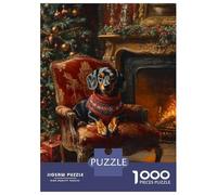 Puzzle Da 1000 Pezzi Per Adolescenti Puzzle Christmas Dachshund in Armchair by Fireplace Puzzle Per Adulti Giochi Rilassanti Che Migliorano La Memoria Regali Di Compleanno E Unici 52x38cm/1000pcs