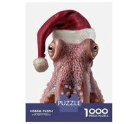 Puzzle Da 1000 Pezzi Per Adolescenti Puzzle Christmas Octopus with Santa Hat Portrait Puzzle Per Adolescenti Giochi Rilassanti Decorazione Perfetta Regali Di Compleanno E Unici 52x38cm/1000pcs