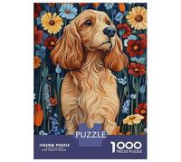 Puzzle Da 1000 Pezzi Per Adolescenti Puzzle Cocker Spaniel in Meadow Flowers Dog Wall Art Print Puzzle Gioco Pratico Corsa Di Velocità Manuale Offerta Come Regalo Per Tutta La Famiglia 70x50cm/1000pc
