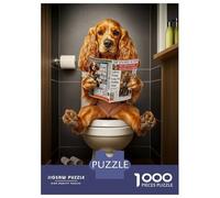 Puzzle Da 1000 Pezzi Per Adolescenti Puzzle Cocker Spaniel on Toilet Puzzle Gioco Pratico Corsa Di Velocità Manuale Offerta Come Regalo Per Tutta La Famiglia 52x38cm/1000pcs