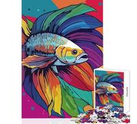 Puzzle da 1000 pezzi per adolescenti puzzle colorati con pesci Betta arte digitale giocattoli antistress regali di Babbo Natale segreto giochi rilassanti migliorare l'amore tra coppie38x52cm