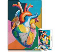 Puzzle da 1000 pezzi per adolescenti, puzzle colorato con illustrazione dell'anatomia del cuore umano, bellissimo gioco di design, difficile, duro, opera d'arte, regalo, dimensioni 38x52cm