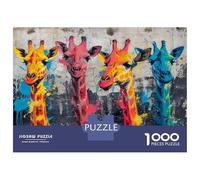 Puzzle Da 1000 Pezzi Per Adolescenti Puzzle Colorful Giraffe Graffiti Art Per Adolescenti Puzzle Gioco Pratico Decorazione Murale Compleanno E Regali 70x50cm/1000pcs