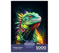 Puzzle Da 1000 Pezzi Per Adolescenti Puzzle Colorful Iguana Portrait Neon Puzzle Gioco Pratico Corsa Di Velocità Manuale Offerta Come Regalo Per Tutta La Famiglia 52x38cm/1000pcs