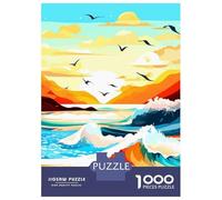 Puzzle Da 1000 Pezzi Per Adolescenti Puzzle Colorful Ocean Waves And Birds Puzzle Per Adulti Giocattoli Antistress Sfida Difficile Per Compleanno, Natale 38x26cm/1000pcs