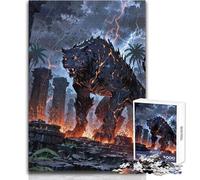 Puzzle da 1000 pezzi per adolescenti, puzzle con antica tigre titano in rovine apocalittiche e tempestose, divertimento in famiglia e serata di giochi, sfida difficile, ottimo regalo,50x75cm