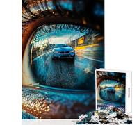 Puzzle da 1000 pezzi per adolescenti puzzle con auto blu nell'occhio giocattoli antistress regalo per compleanni gioco pratico aiuta a esercitare il cervello dimensioni 38x52cm