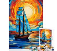 Puzzle da 1000 pezzi per adolescenti puzzle con barca a vela e vetrate colorate giocattoli antistress idee regalo gioco per famiglie allena il cervello e le mani dimensioni 38x26cm
