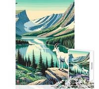 Puzzle da 1000 pezzi per adolescenti puzzle con capra di montagna sul lago decorazioni per la casa giocattoli idee regalo per giochi educativi allena il tuo cervello e le tue mani dimensioni 50x75cm