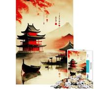 Puzzle da 1000 pezzi per adolescenti puzzle con castello vintage giapponese puzzle artistico per adulti giocattolo decorativo da parete migliora la memoria riduce lo stress regalo (dimensioni 38x26cm)