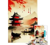 Puzzle da 1000 pezzi per adolescenti puzzle con castello vintage giapponese puzzle artistico per adulti giocattolo decorativo da parete migliora la memoria riduce lo stress regalo (dimensioni 38x52cm)