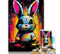 Puzzle da 1000 pezzi per adolescenti, puzzle con coniglietti artistici, gioco a quiz ideale come regalo per tutta la famiglia (dimensioni 38x26cm)