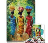Puzzle da 1000 pezzi per adolescenti puzzle con donna africana dipinta a olio per adulti regalo divertente e attività per la casa giocattolo per i giorni di pioggia 38x26cm